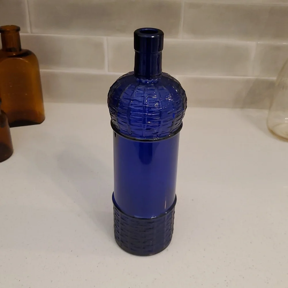 Cobalt Blue Basket Weave Pattern Bottle Canada